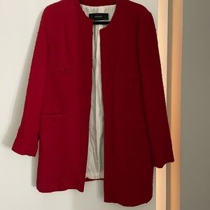 Zara Basic Red Tweed Coat